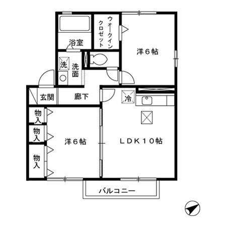 リビングタウン山形南 Ｂの物件間取画像